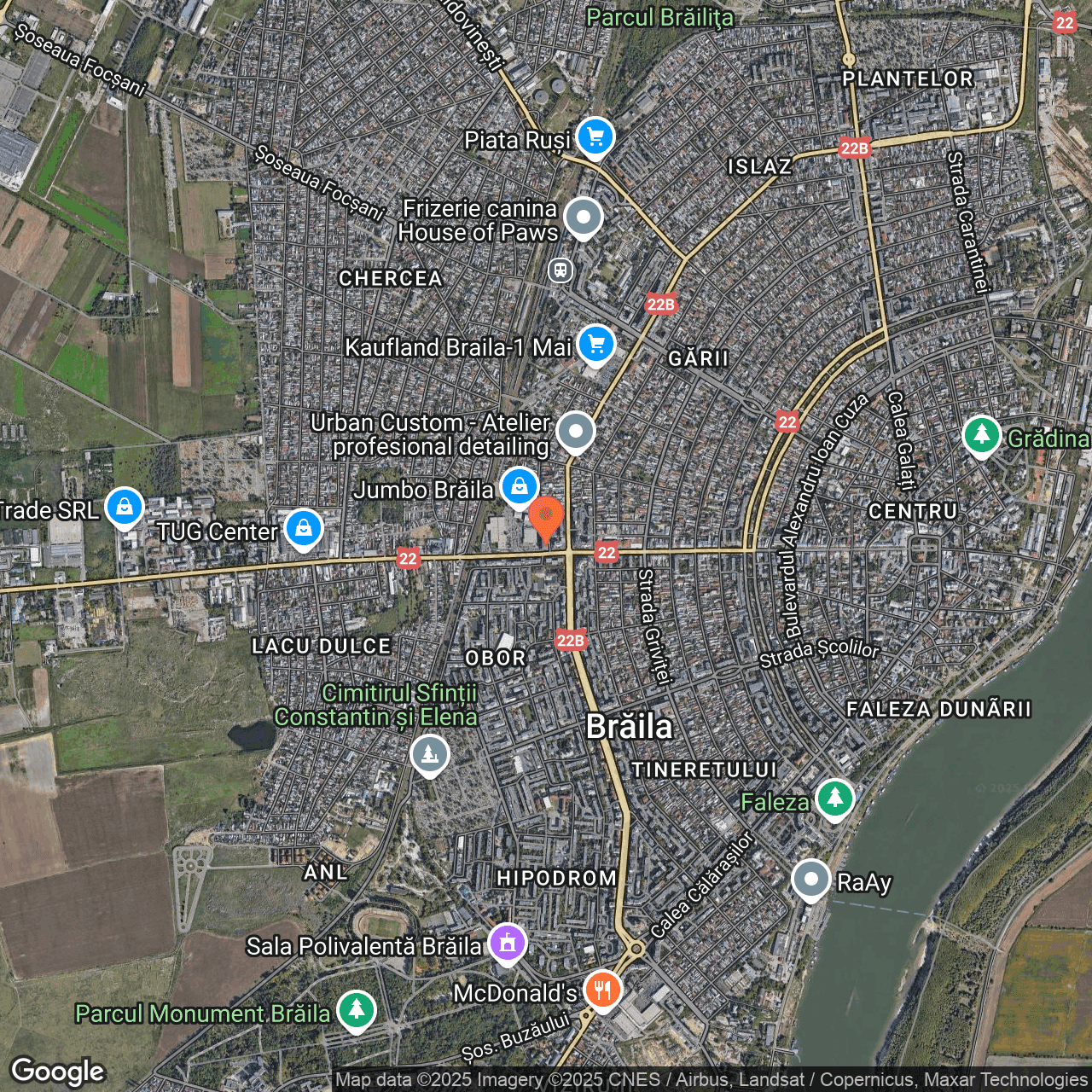 Poza harta hybrid, zoom 14, adresa Braila, str. Transilvaniei nr. 1, , judetul