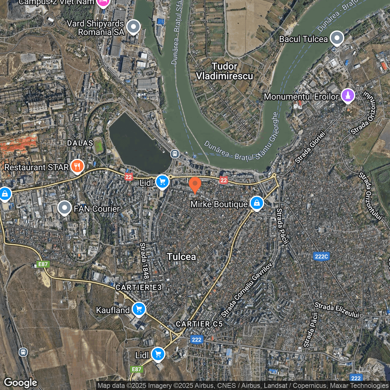 Poza harta hybrid, zoom 14, adresa Tulcea. str. Victoriei nr. 57, , judetul