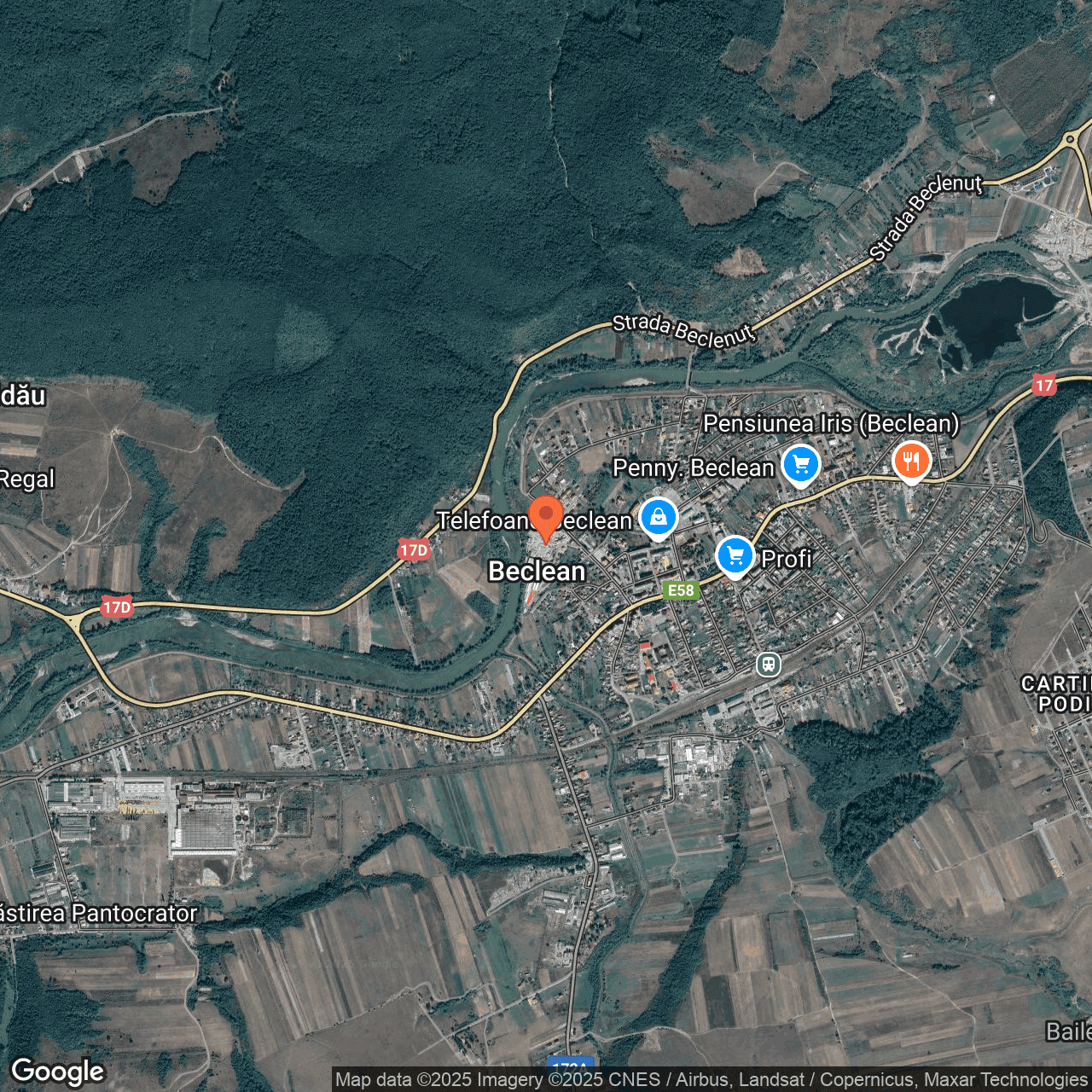 Poza harta hybrid, zoom 14, adresa Beclean, str. Somesului, nr.33, , judetul