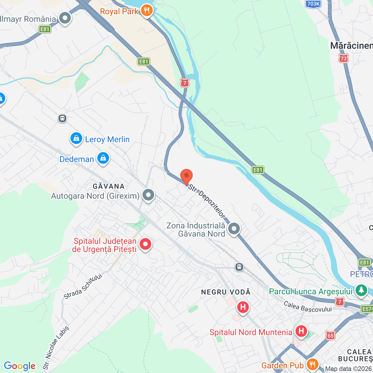 Poza harta streetview, zoom 14, adresa Pitești, Str. Depozitelor nr. 49, , judetul