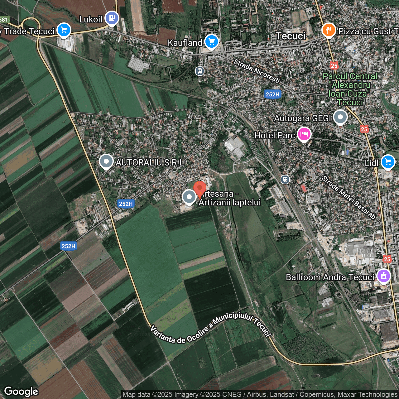 Poza harta hybrid, zoom 14, adresa Tecuci, Str Prundului Nr 27, , judetul