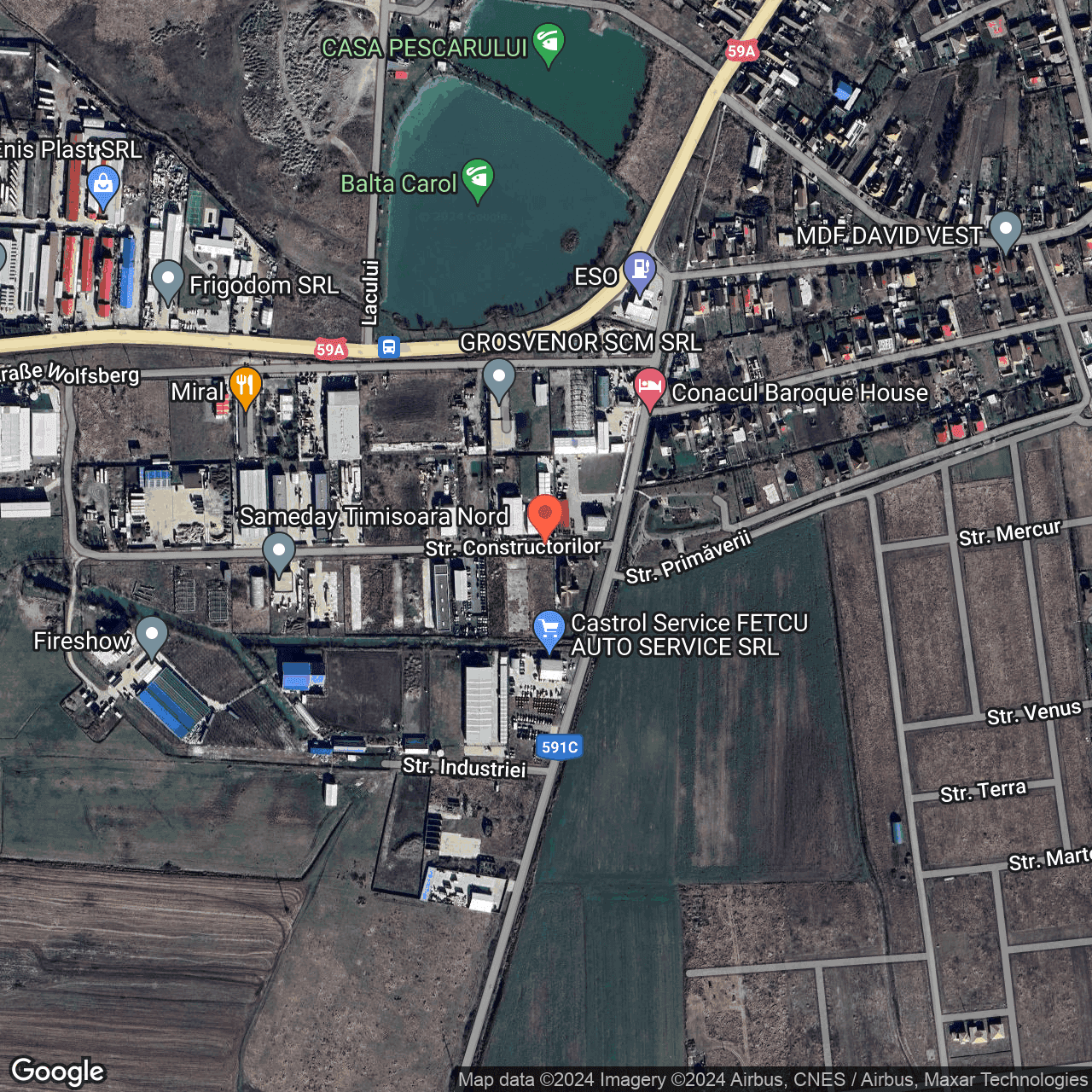 Poza harta hybrid, zoom 16, adresa Sacalaz, str. Constructorilor, nr.1, , judetul