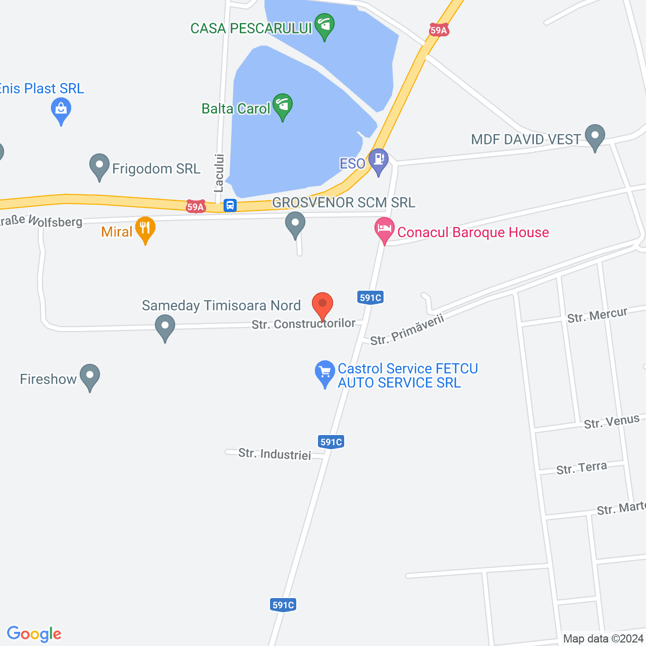 Poza harta streetview, zoom 16, adresa Sacalaz, str. Constructorilor, nr.1, , judetul