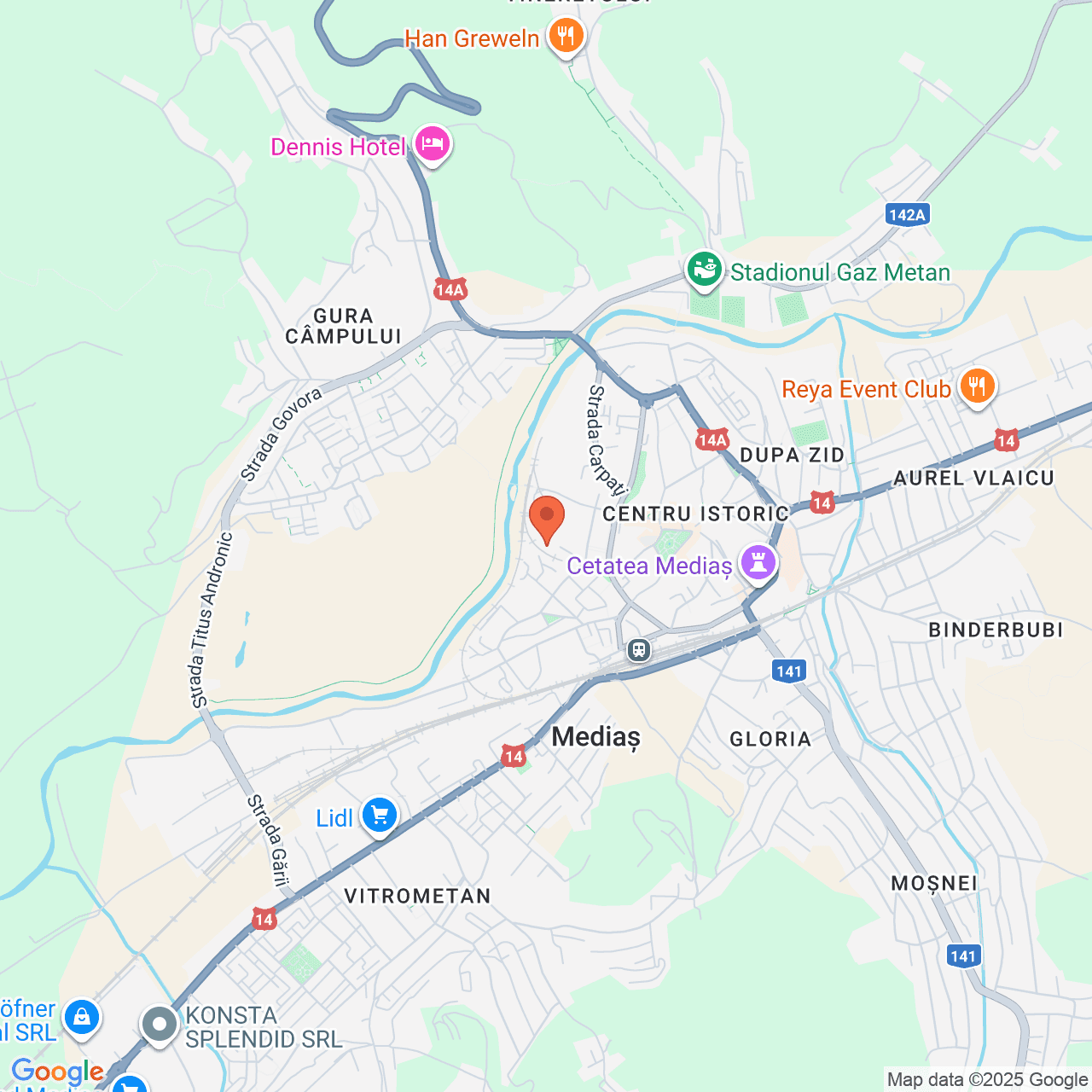 Poza harta streetview, zoom 14, adresa Mediaș, str. Michael Weiss nr.20, , judetul