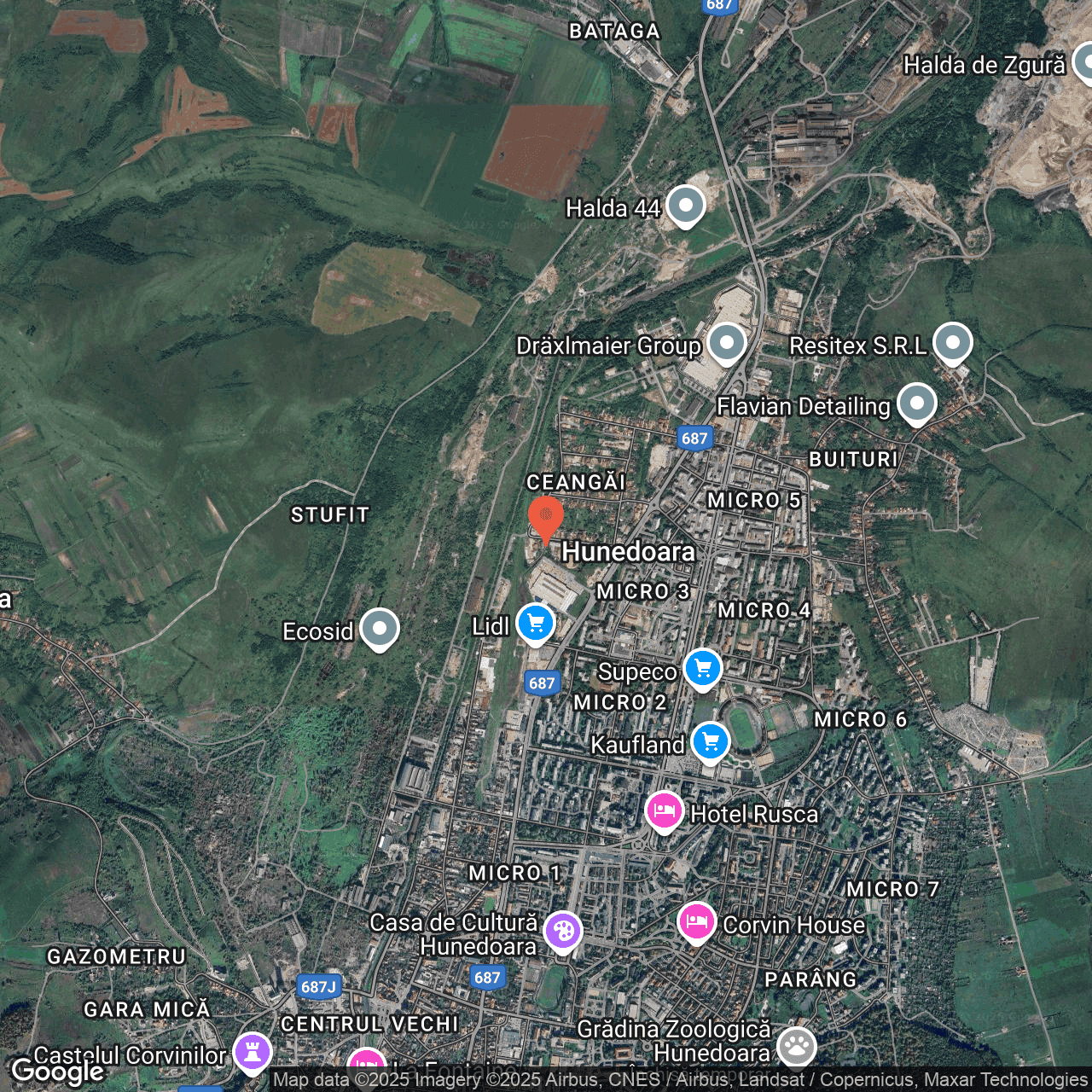 Poza harta hybrid, zoom 14, adresa Hunedoara, str. Ecaterina Varga, nr.1, , judetul