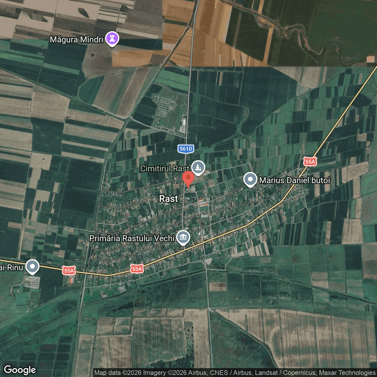 Poza harta hybrid, zoom 14, adresa Rast Dolj, , judetul