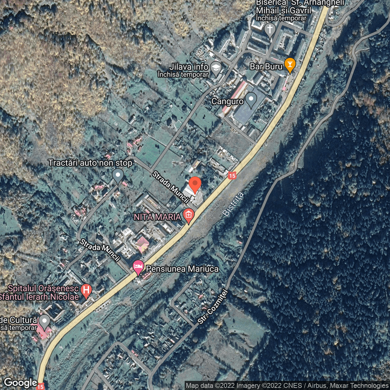 Poza harta hybrid, zoom 16, adresa Barajului 43 Bicaz, Bicaz, judetul Neamt