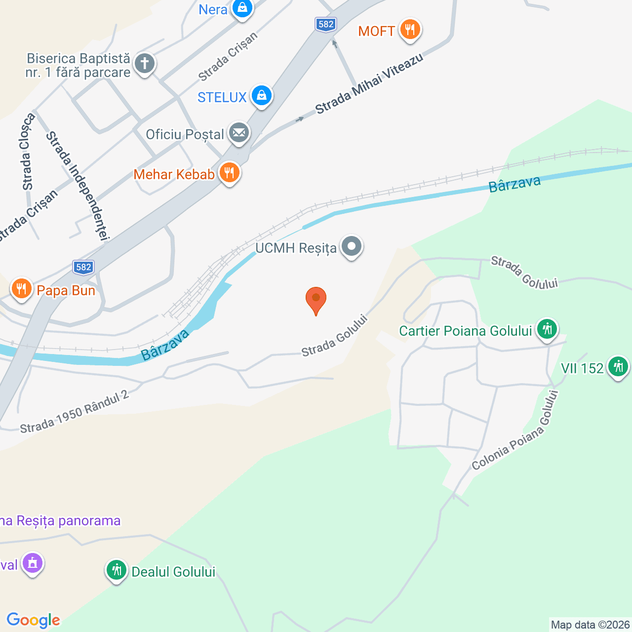 Poza harta streetview, zoom 16, adresa Str. Golului nr.1, Reșița, jud. Caraș Severin, , judetul