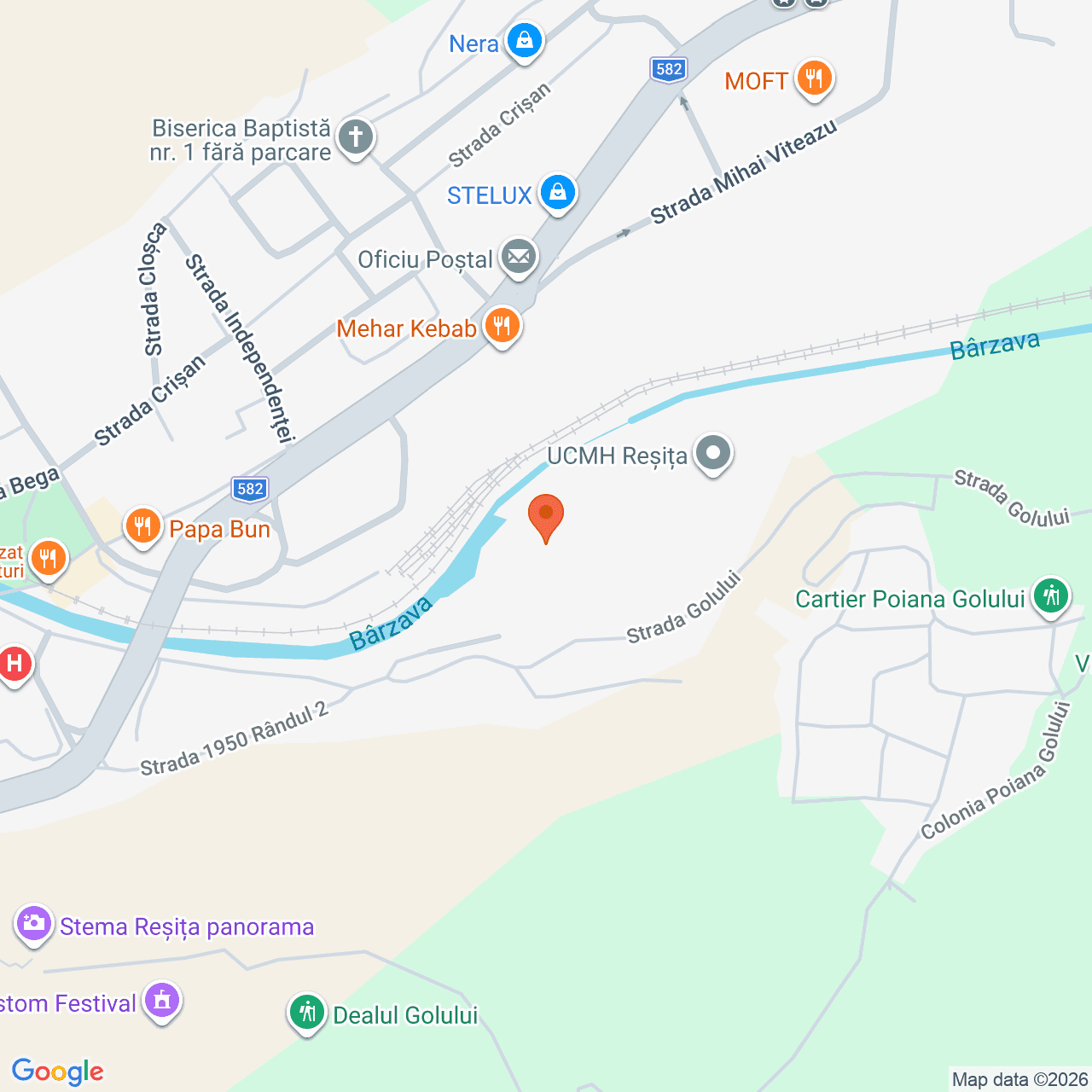 Poza harta streetview, zoom 16, adresa Str. Golului nr.1, Reșița, jud. Caraș Severin, , judetul