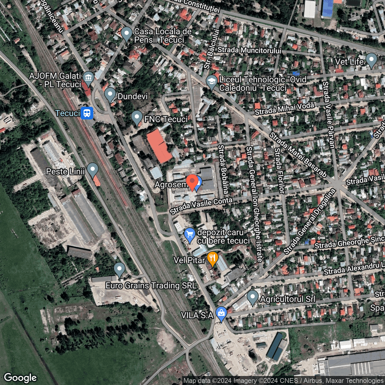 Poza harta hybrid, zoom 16, adresa Tecuci, Str. Vasile Conta nr. 28, , judetul