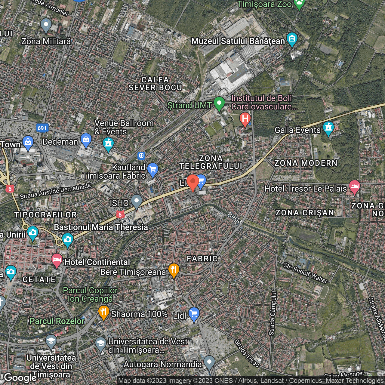 Poza harta hybrid, zoom 14, adresa Timisoara Sp. Peneş Curcanul, nr.6, , judetul