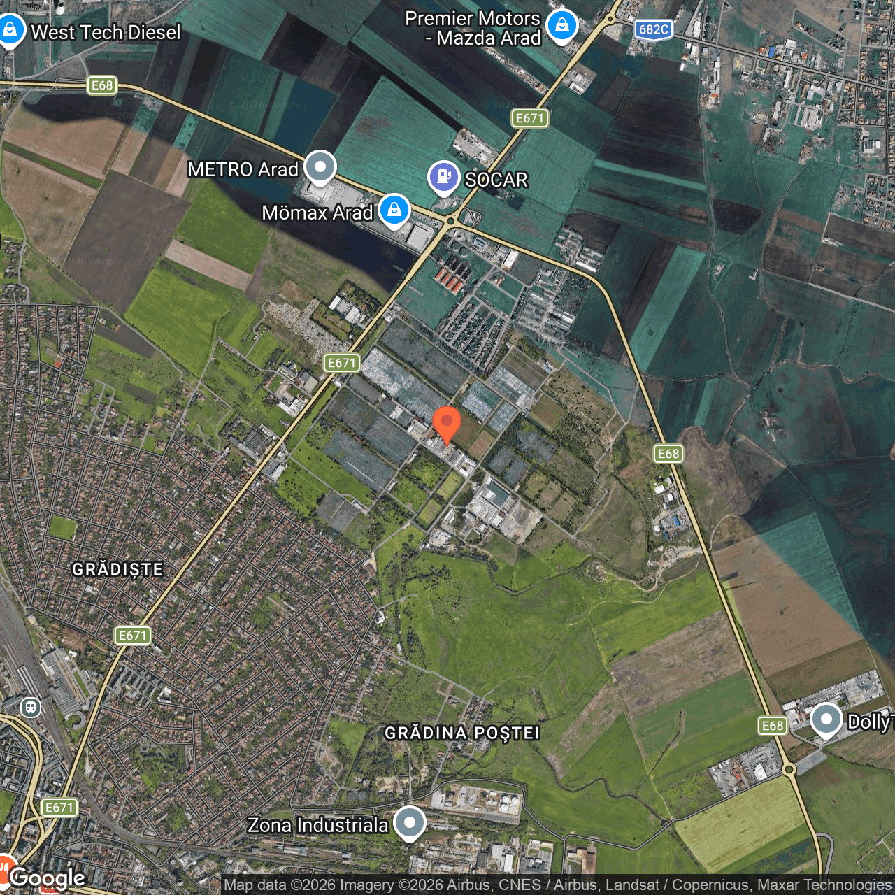 Poza harta hybrid, zoom 14, adresa Arad, Str. Pictor Corneliu Minisan, nr. 92, , judetul