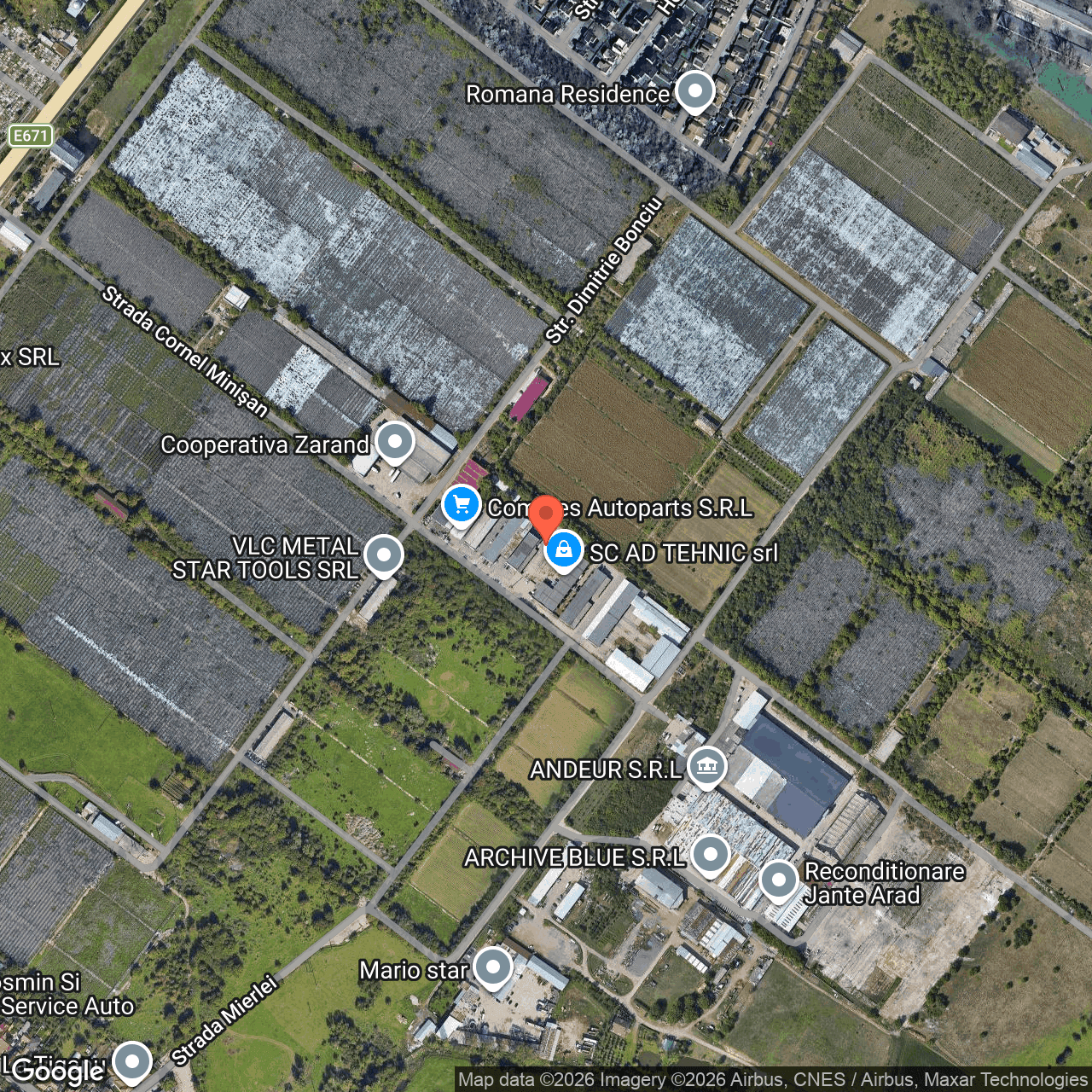 Poza harta hybrid, zoom 16, adresa Arad, Str. Pictor Corneliu Minisan, nr. 92, , judetul