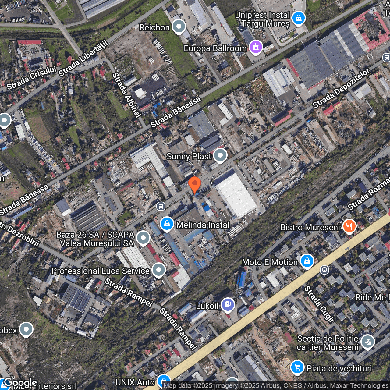 Poza harta hybrid, zoom 16, adresa Târgu Mureș, str. Depozitelor nr. 47-49, , judetul