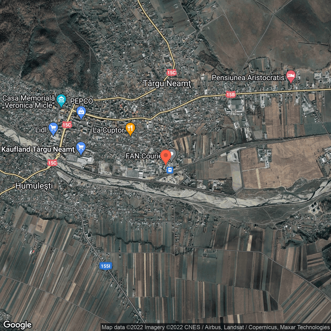 Poza harta hybrid, zoom 14, adresa Cuza Vodă, Targu Neamt, judetul Neamt