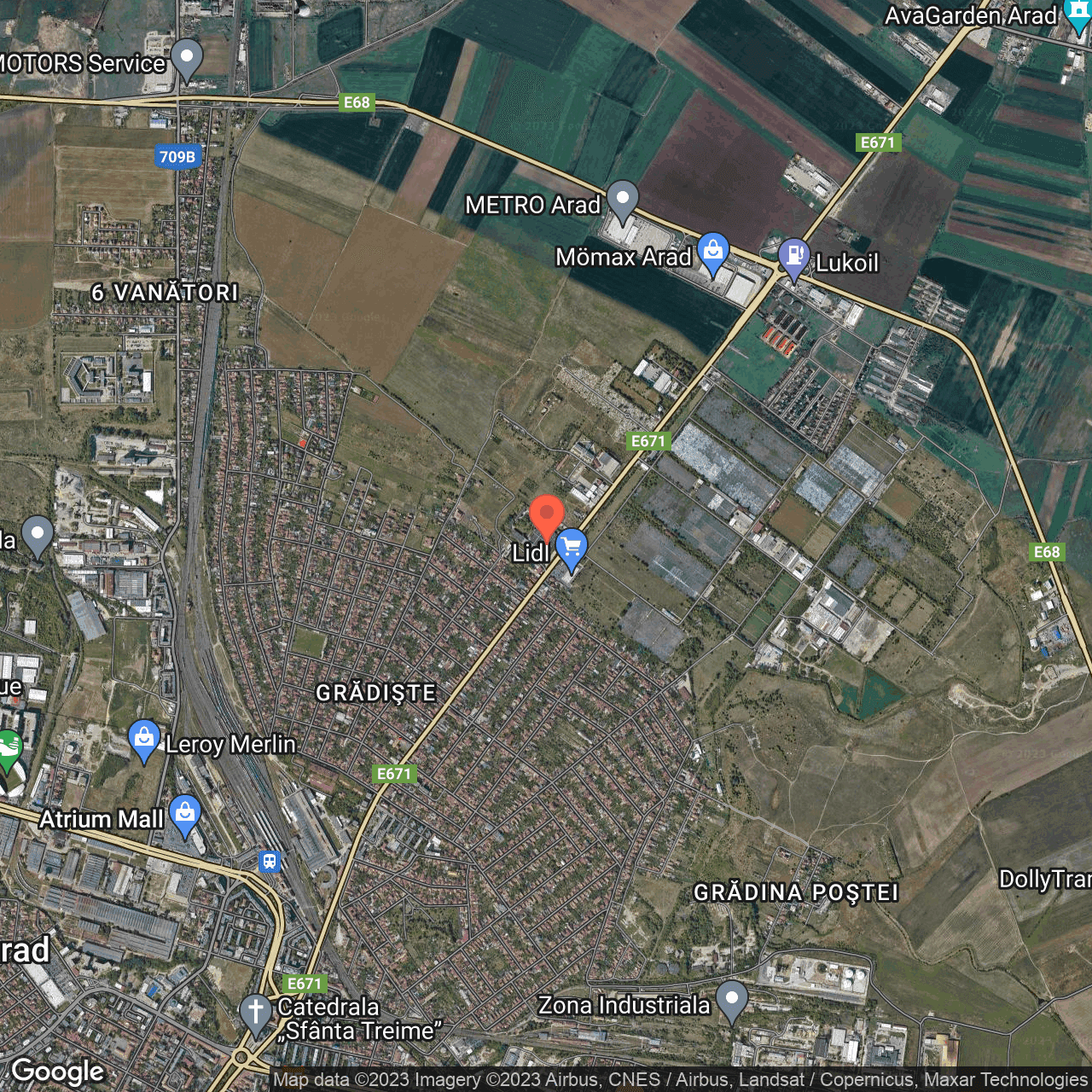 Poza harta hybrid, zoom 14, adresa Arad, Str. Petru Rares, nr. 129, , judetul