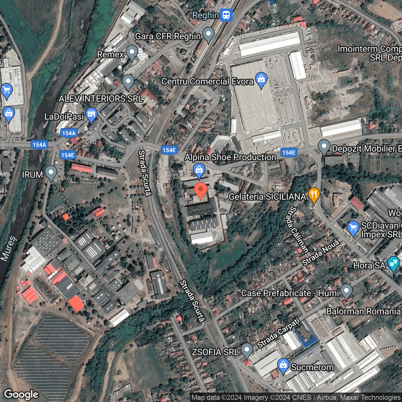 Poza harta hybrid, zoom 16, adresa Strada Axente Sever Reghin, , judetul