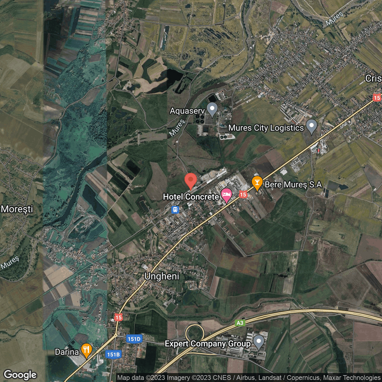 Poza harta hybrid, zoom 14, adresa Ungheni Mures, , judetul