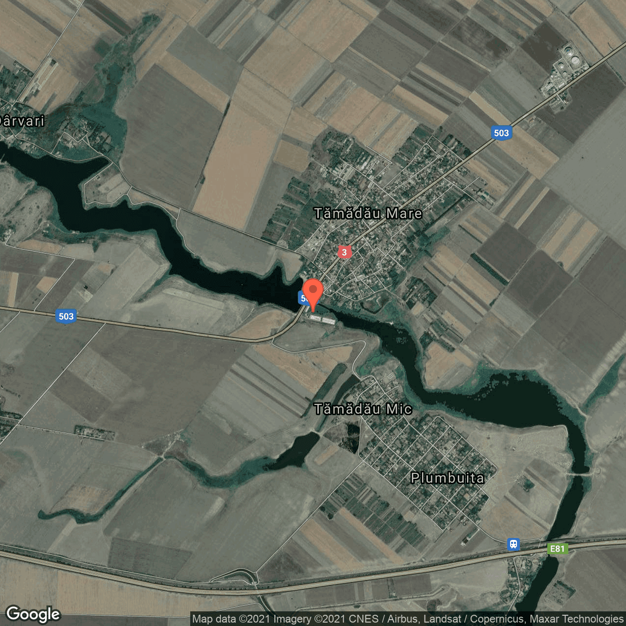 Poza harta hybrid, zoom 14, adresa Tamadau, Tamadau Mare, judetul Calarasi