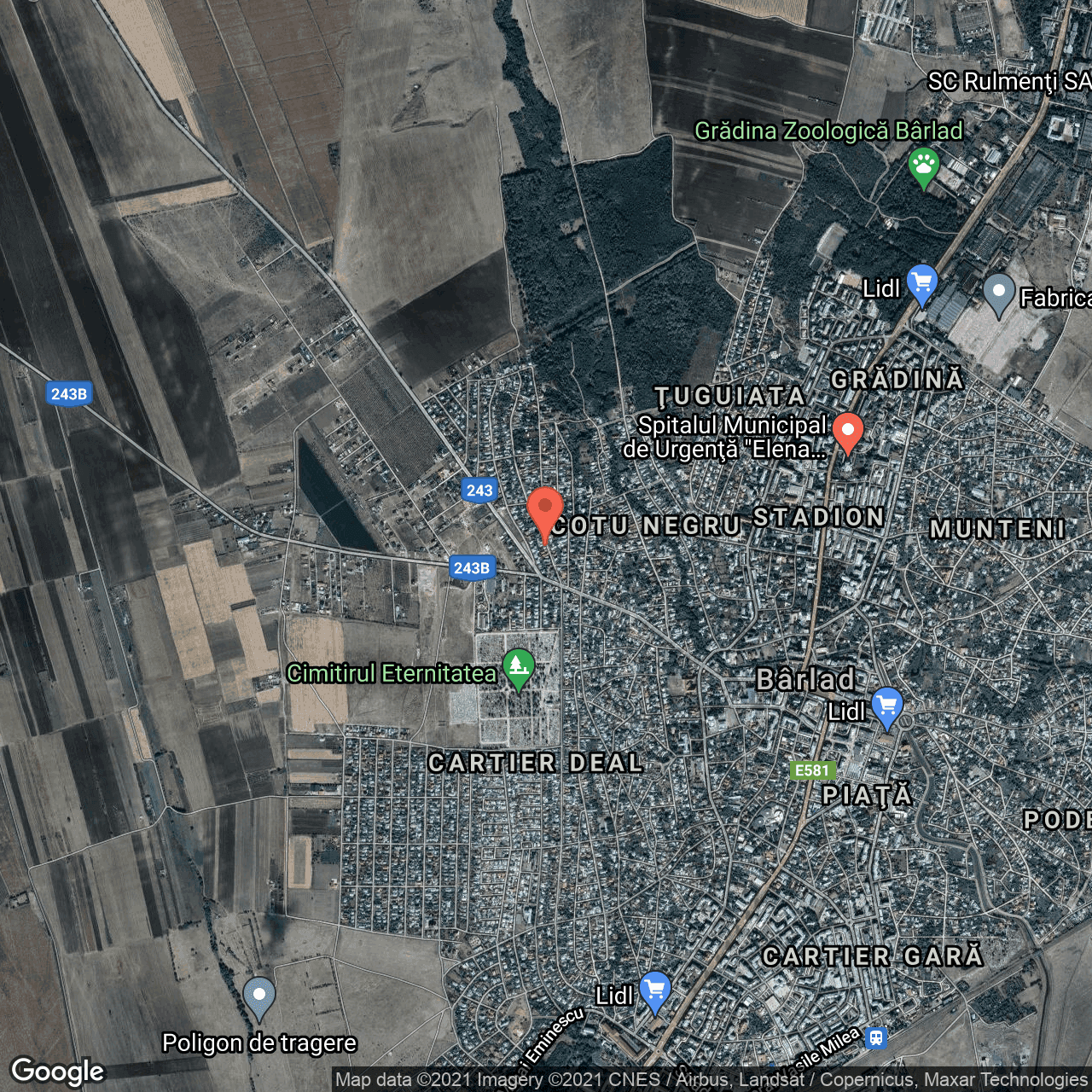 Poza harta hybrid, zoom 14, adresa Barlad, Barlad, judetul Vaslui