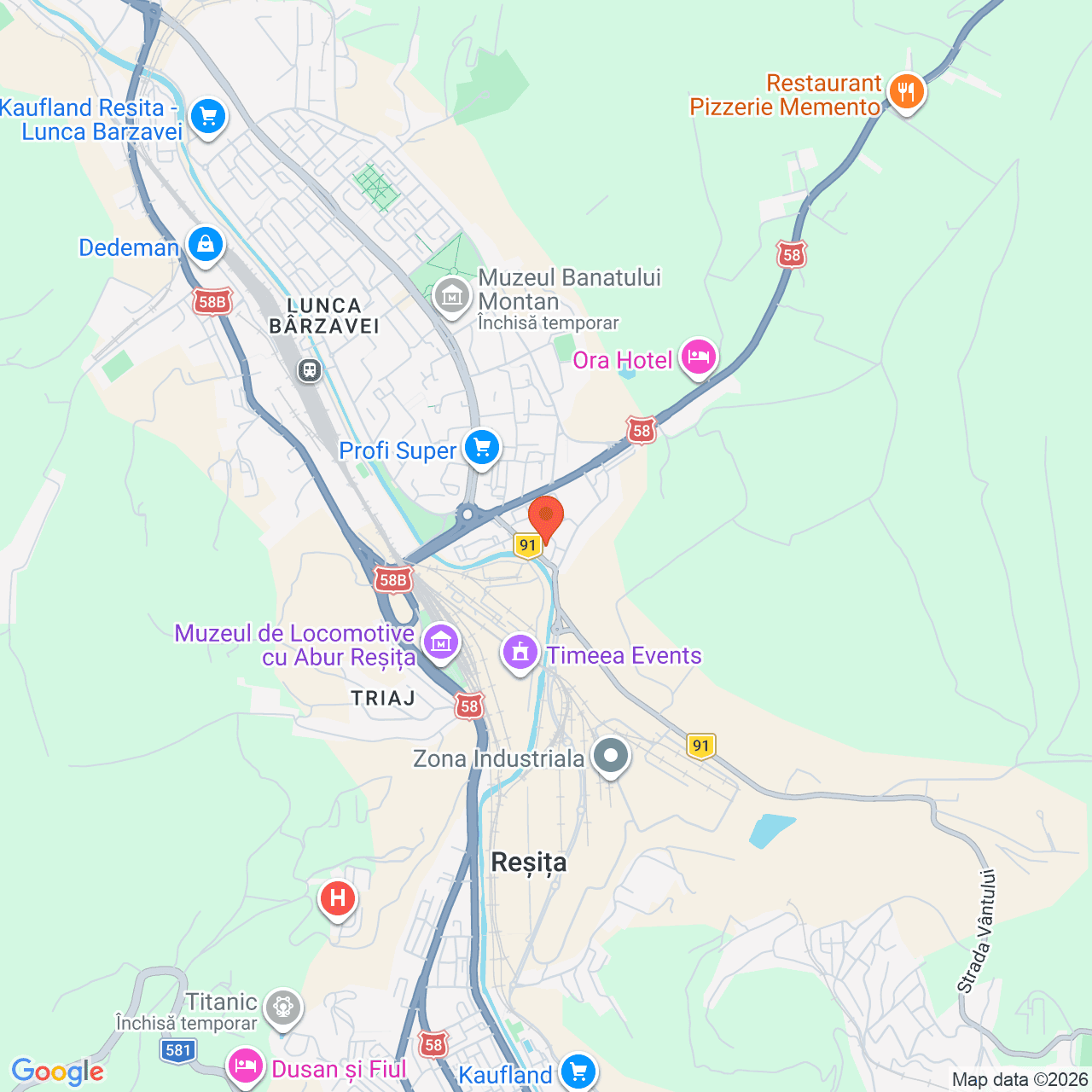 Poza harta streetview, zoom 14, adresa Reşiţa. Str. Căminelor, nr.7, , judetul