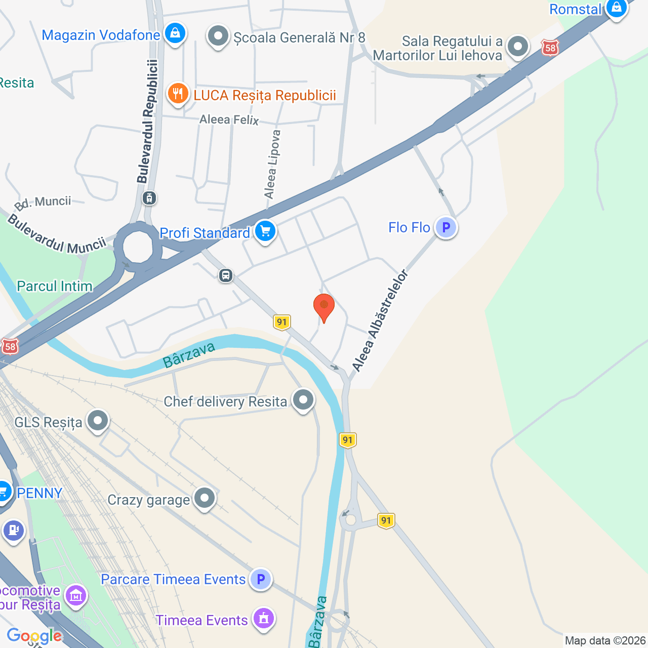 Poza harta streetview, zoom 16, adresa Reşiţa. Str. Căminelor, nr.7, , judetul