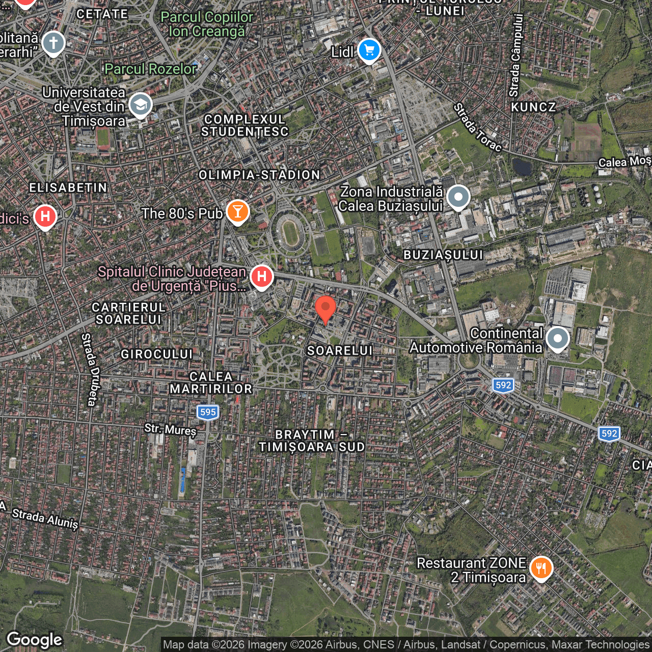 Poza harta hybrid, zoom 14, adresa Timisoara, Al Cristalului, Nr. 3, , judetul