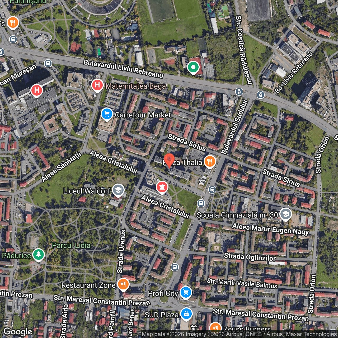 Poza harta hybrid, zoom 16, adresa Timisoara, Al Cristalului, Nr. 3, , judetul
