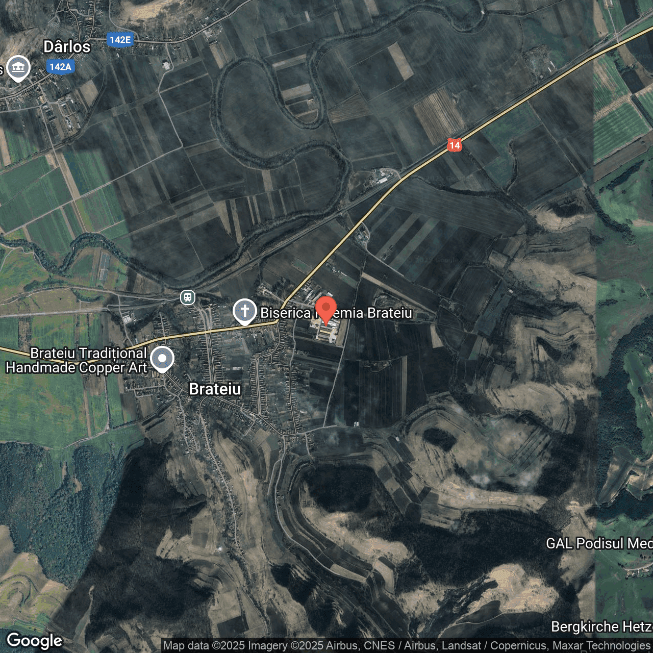 Poza harta hybrid, zoom 14, adresa Brăteiu, nr. 550, județ Sibiu, , judetul