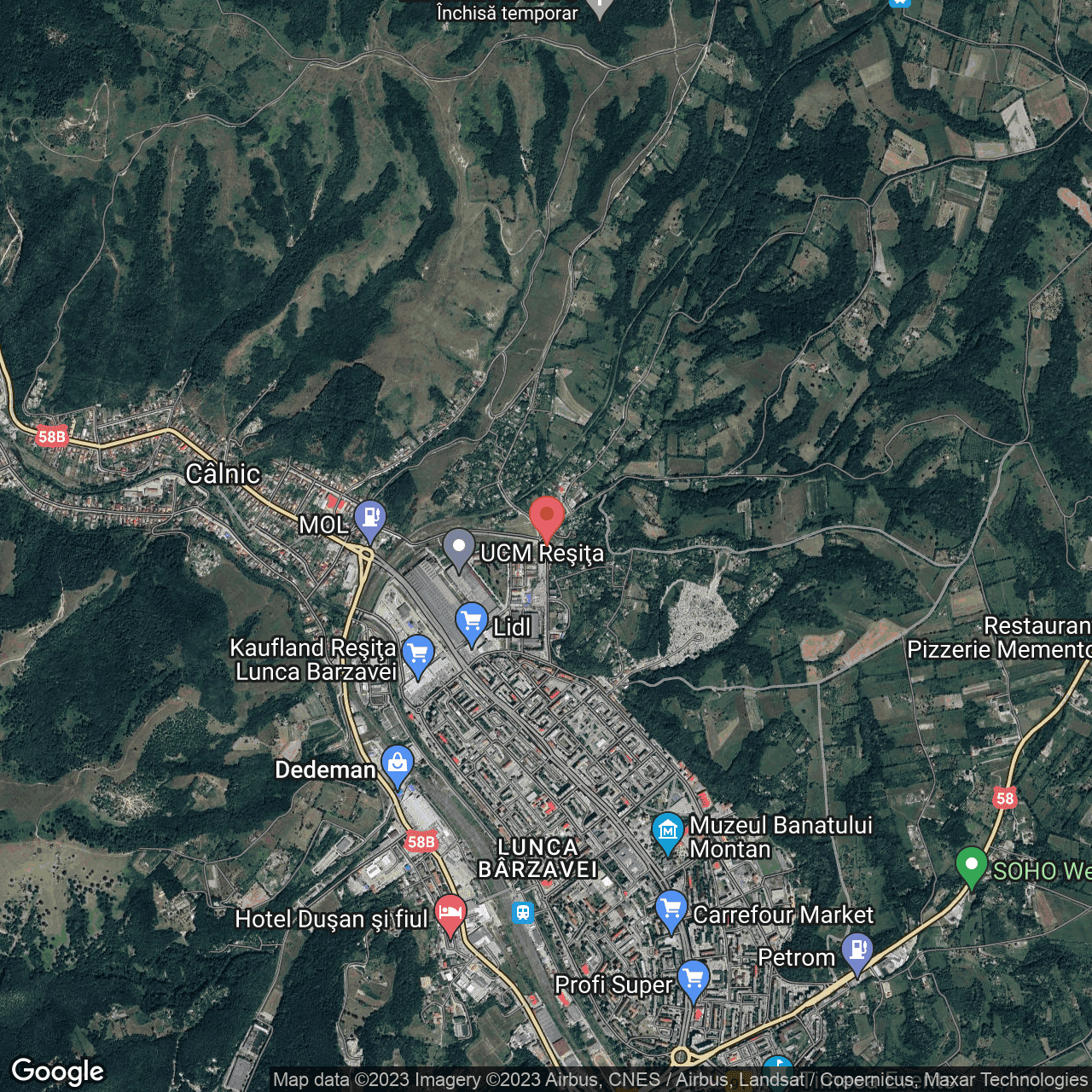 Poza harta hybrid, zoom 14, adresa Aleea Gugu 4 Resita, , judetul