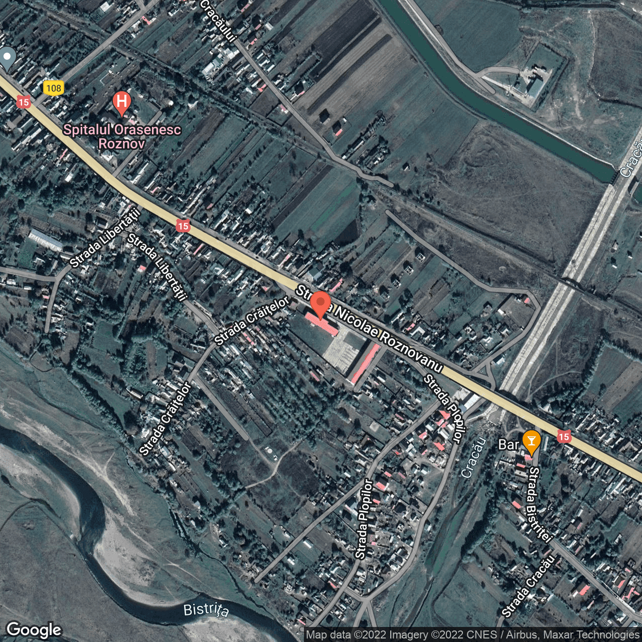 Poza harta hybrid, zoom 16, adresa Nicolae Roznovanu 1, Roznov, judetul Neamt