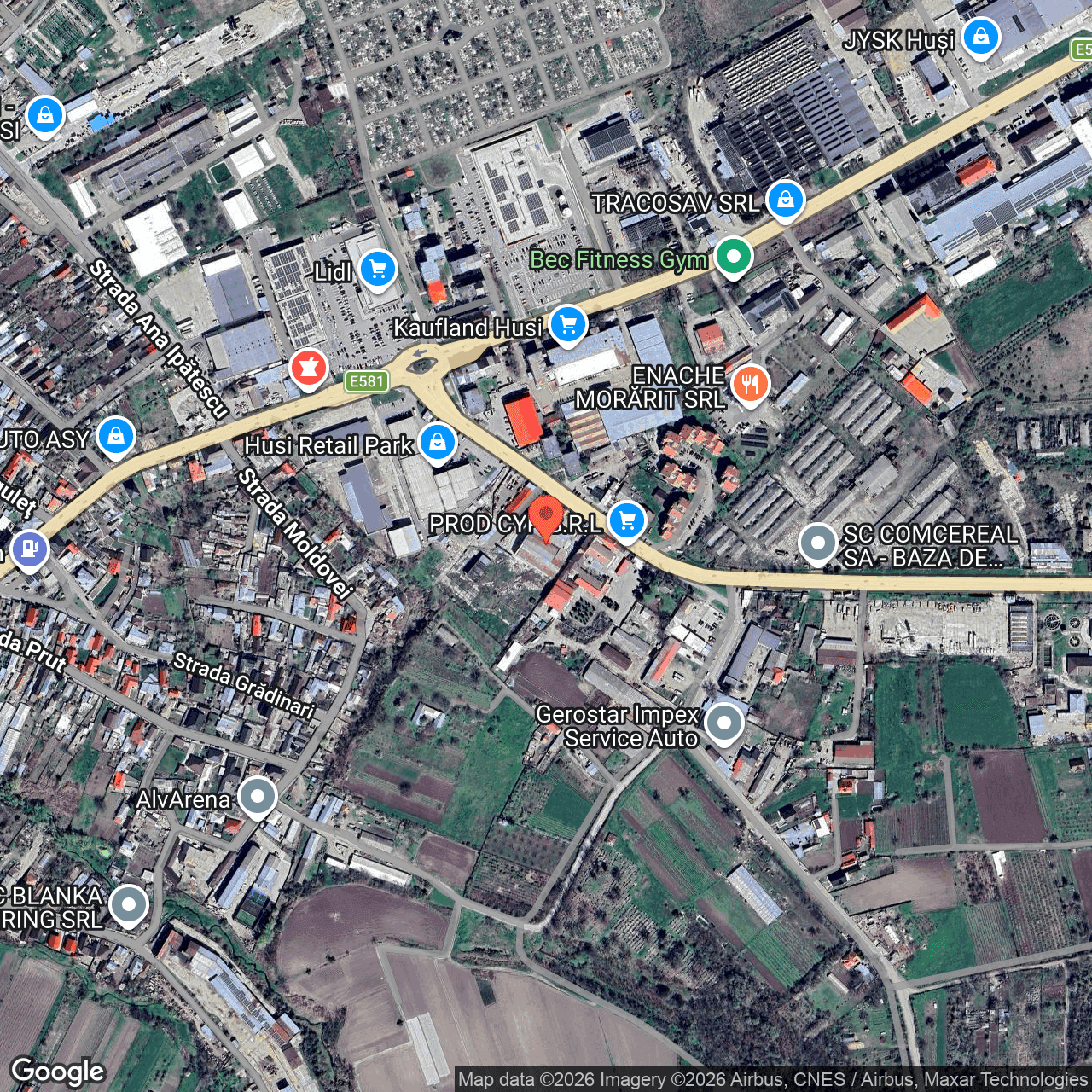 Poza harta hybrid, zoom 16, adresa Șoseaua Huși Stănilești, Nr. 5-7, Huși, , judetul