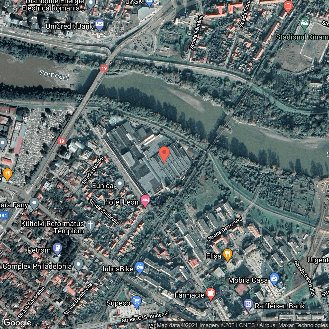 Poza harta hybrid, zoom 16, adresa Uzinei 6-8 Satu Mare, Satu Mare, judetul Suceava