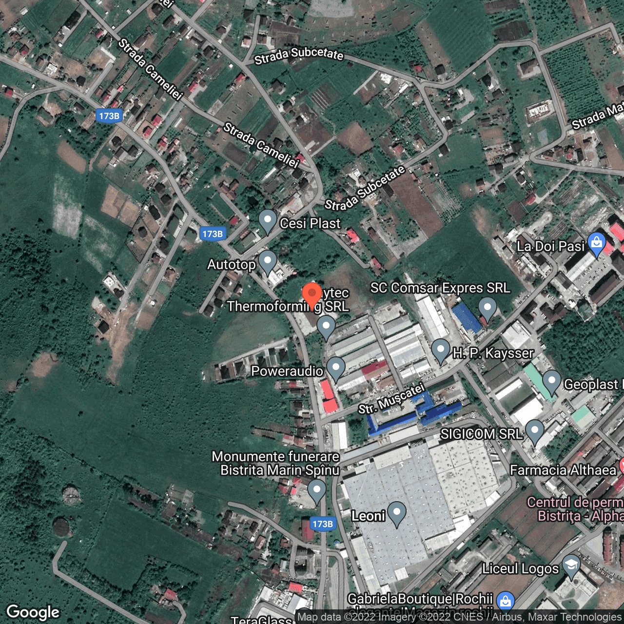 Poza harta hybrid, zoom 16, adresa Bistrita, judetul Bistrita Nasaud