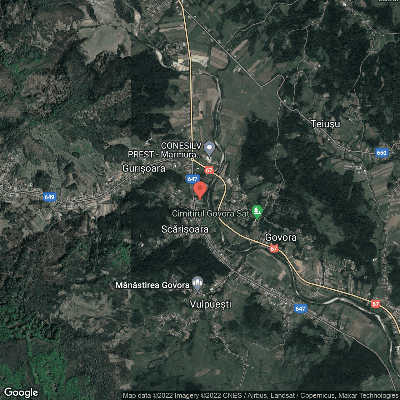 Poza harta hybrid, zoom 14, adresa Gurisoara, judetul Valcea