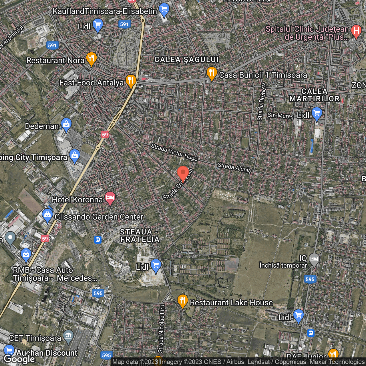 Poza harta hybrid, zoom 14, adresa Timisoara, str. Herculane, nr. 83, , judetul