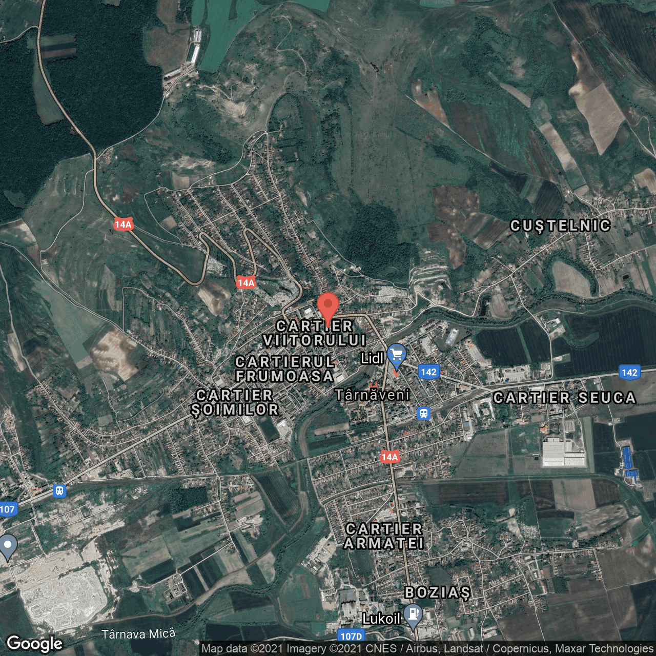 Poza harta hybrid, zoom 14, adresa Str. Scolii 1, Tarnaveni, judetul Mures