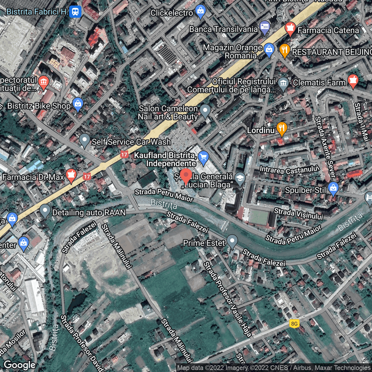 Poza harta hybrid, zoom 16, adresa Independenţei 99, Bistrita, judetul Bistrita Nasaud