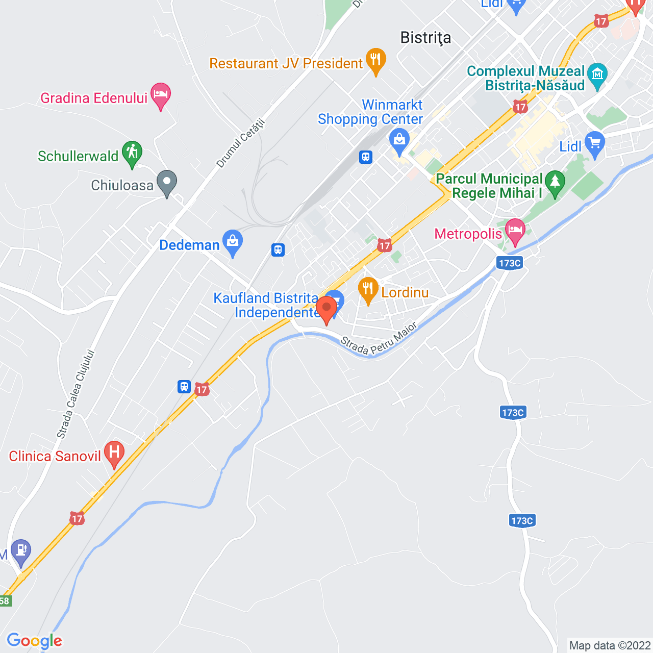 Poza harta streetview, zoom 14, adresa Independenţei 99, Bistrita, judetul Bistrita Nasaud