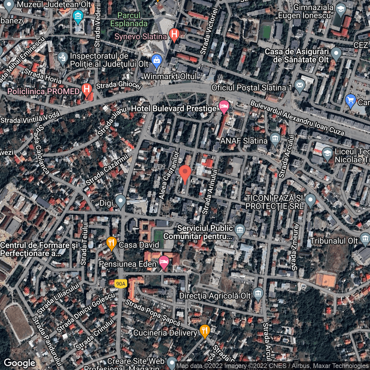 Poza harta hybrid, zoom 16, adresa Aleea Bradului 6, Slatina, judetul Olt