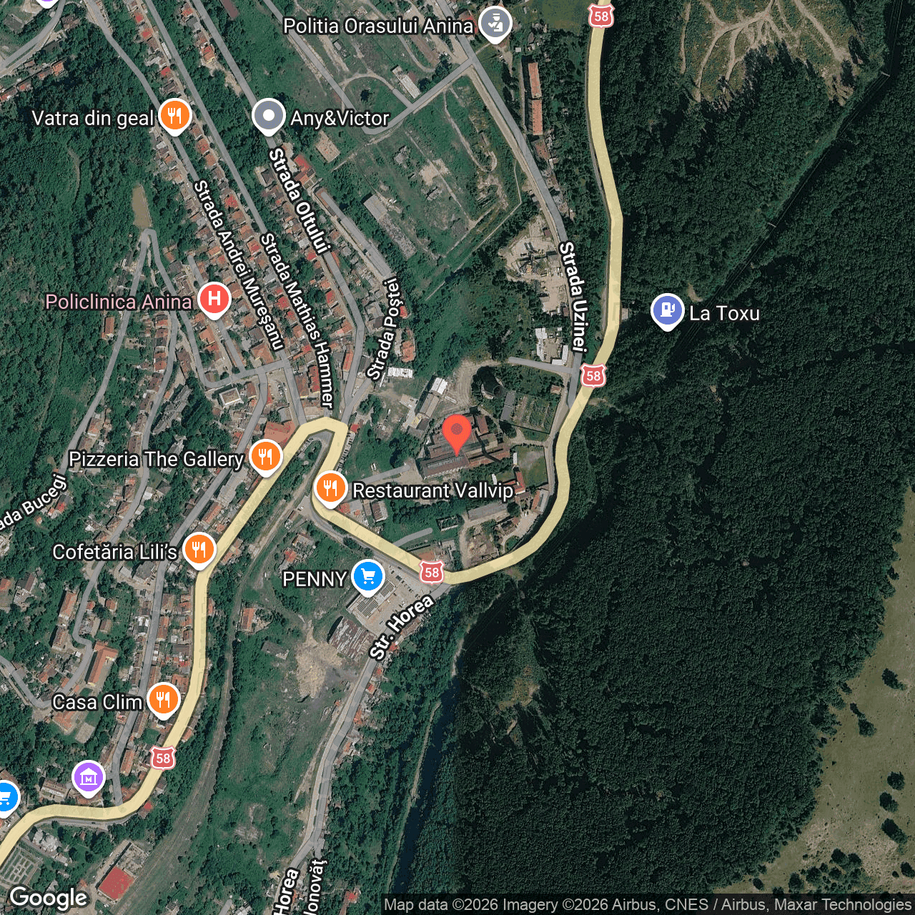 Poza harta hybrid, zoom 16, adresa Anina Strada Uzinei nr. 1, , judetul