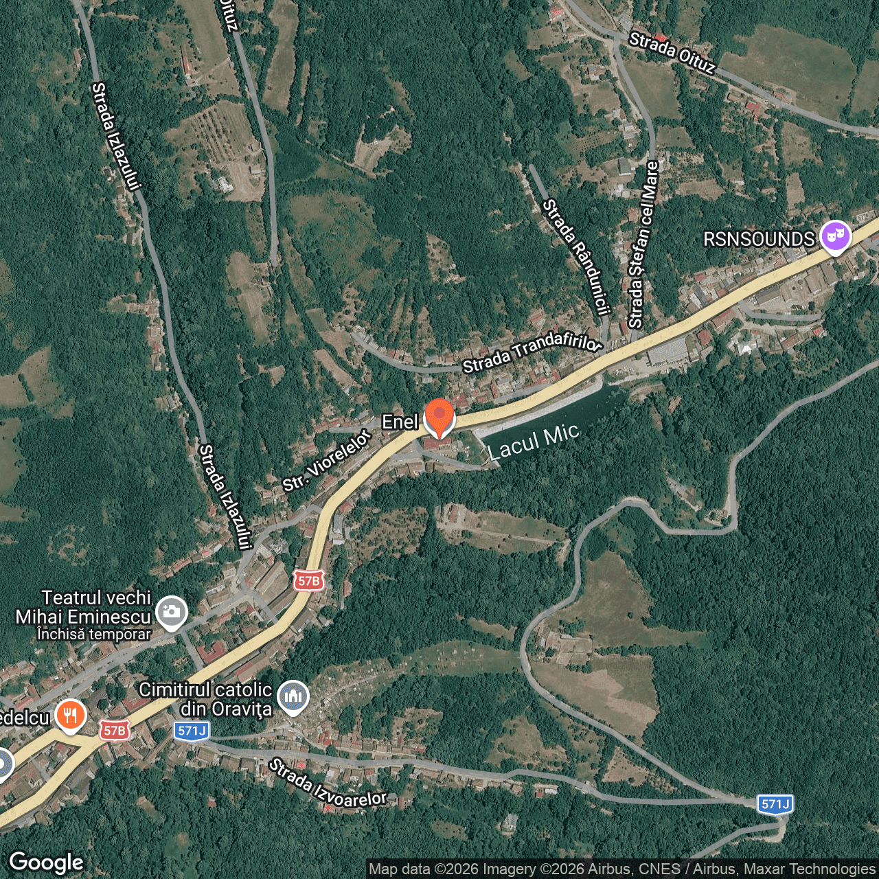 Poza harta hybrid, zoom 16, adresa Oravita, str. E. Gojdu, nr. 1, jud. Caras-Severin, , judetul