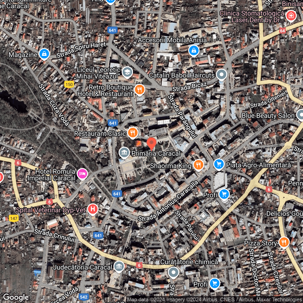 Poza harta hybrid, zoom 16, adresa Caracal, str. Piața Victoriei nr. 4, , judetul