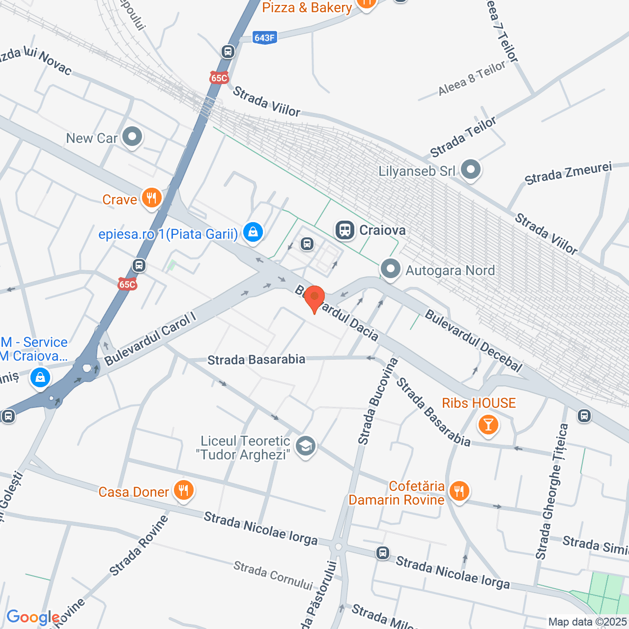 Poza harta streetview, zoom 16, adresa Craiova, B-dul Dacia, nr.136, , judetul