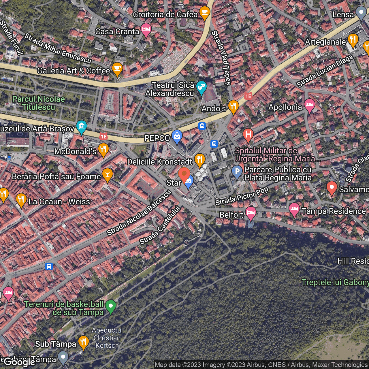 Poza harta hybrid, zoom 16, adresa Brașov, pe str. Nicolae Bălcescu, , judetul