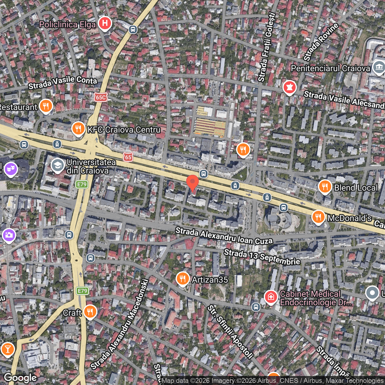 Poza harta hybrid, zoom 16, adresa Craiova, str. Calea Bucuresti, nr. 18, , judetul