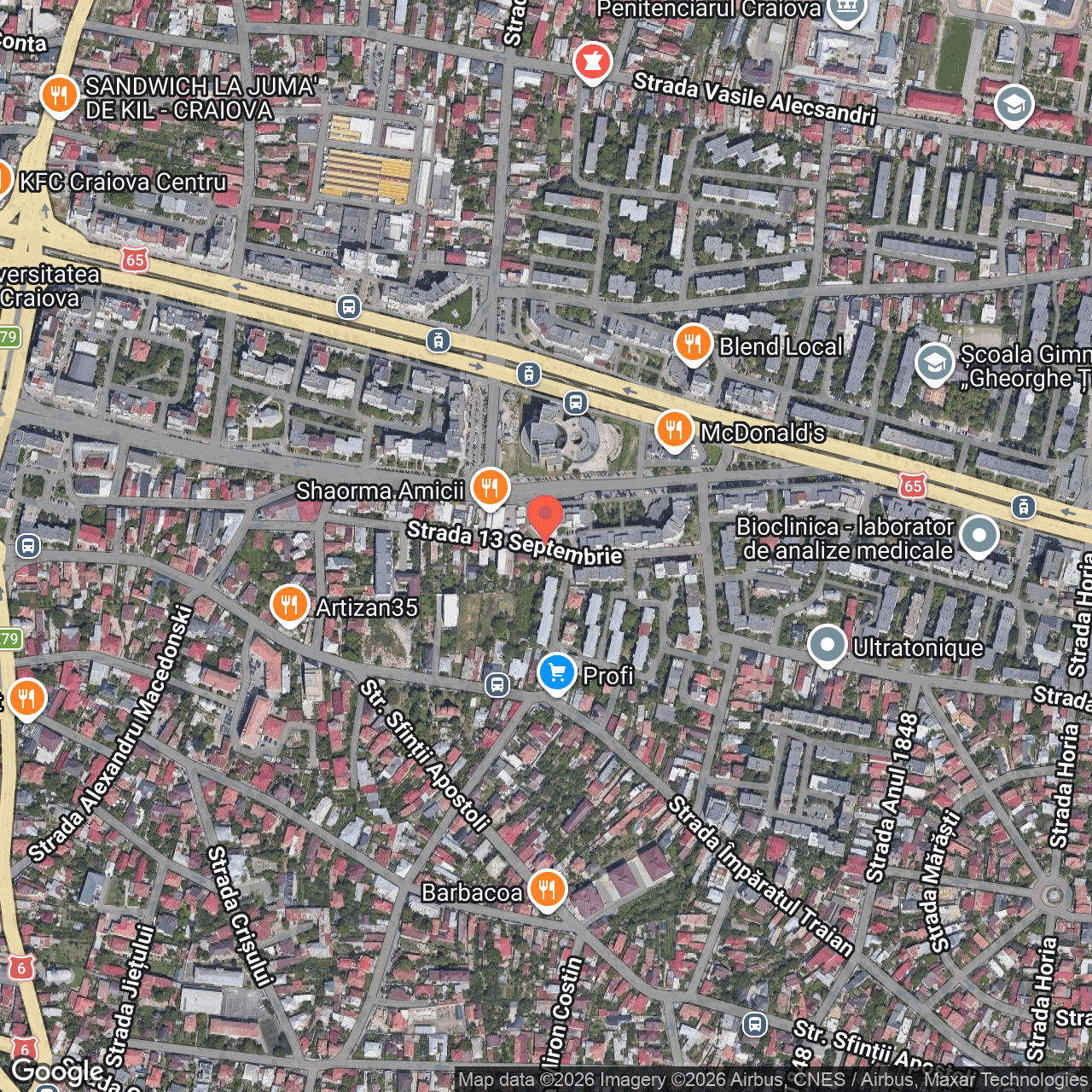 Poza harta hybrid, zoom 16, adresa Craiova, str.13 Septembrie nr.19, , judetul