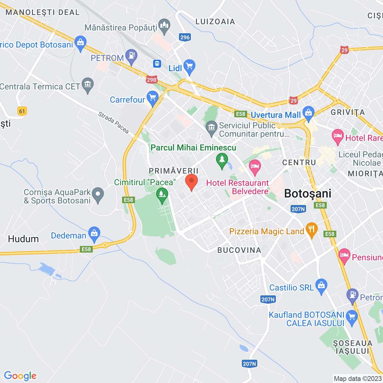 Poza harta streetview, zoom 14, adresa Botosani, str. Primaverii, nr.24, , judetul