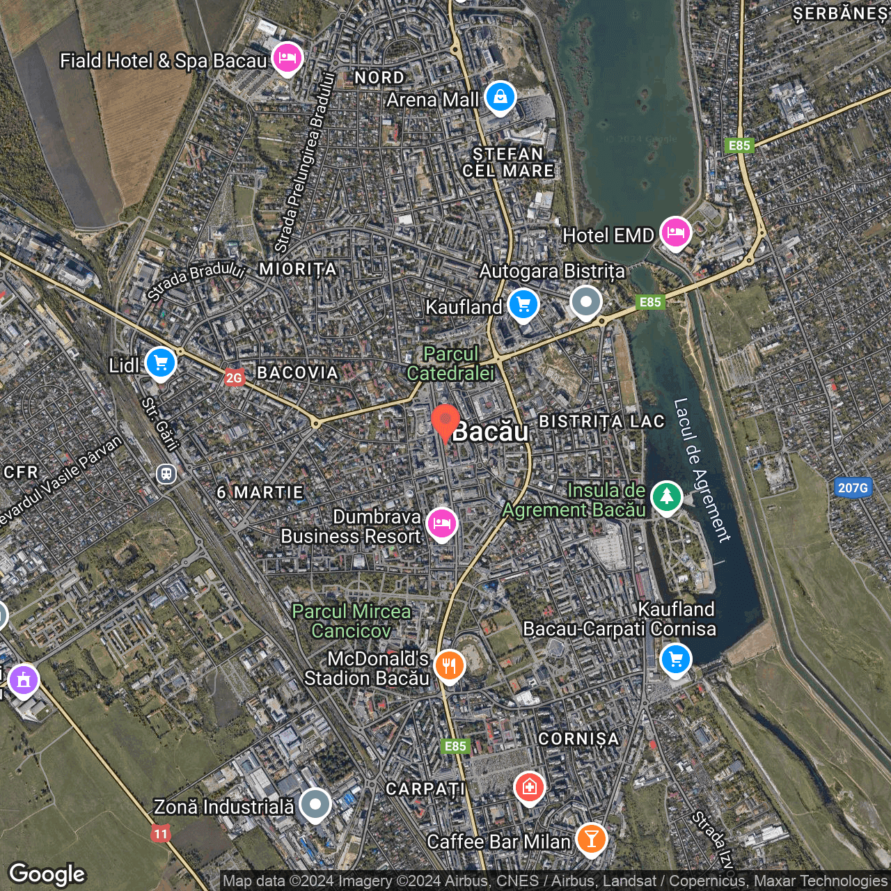 Poza harta hybrid, zoom 14, adresa Bacău, str. N. Bălcescu, nr.10, , judetul