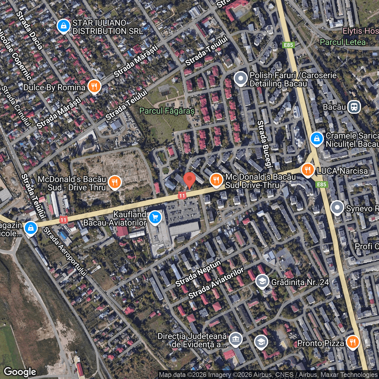 Poza harta hybrid, zoom 16, adresa Bacău, str. Narciselor, nr.10, , judetul